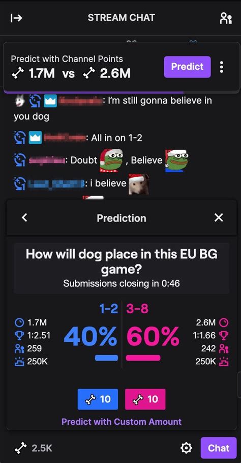 Twitch viewers can bet their channel points on predictions.